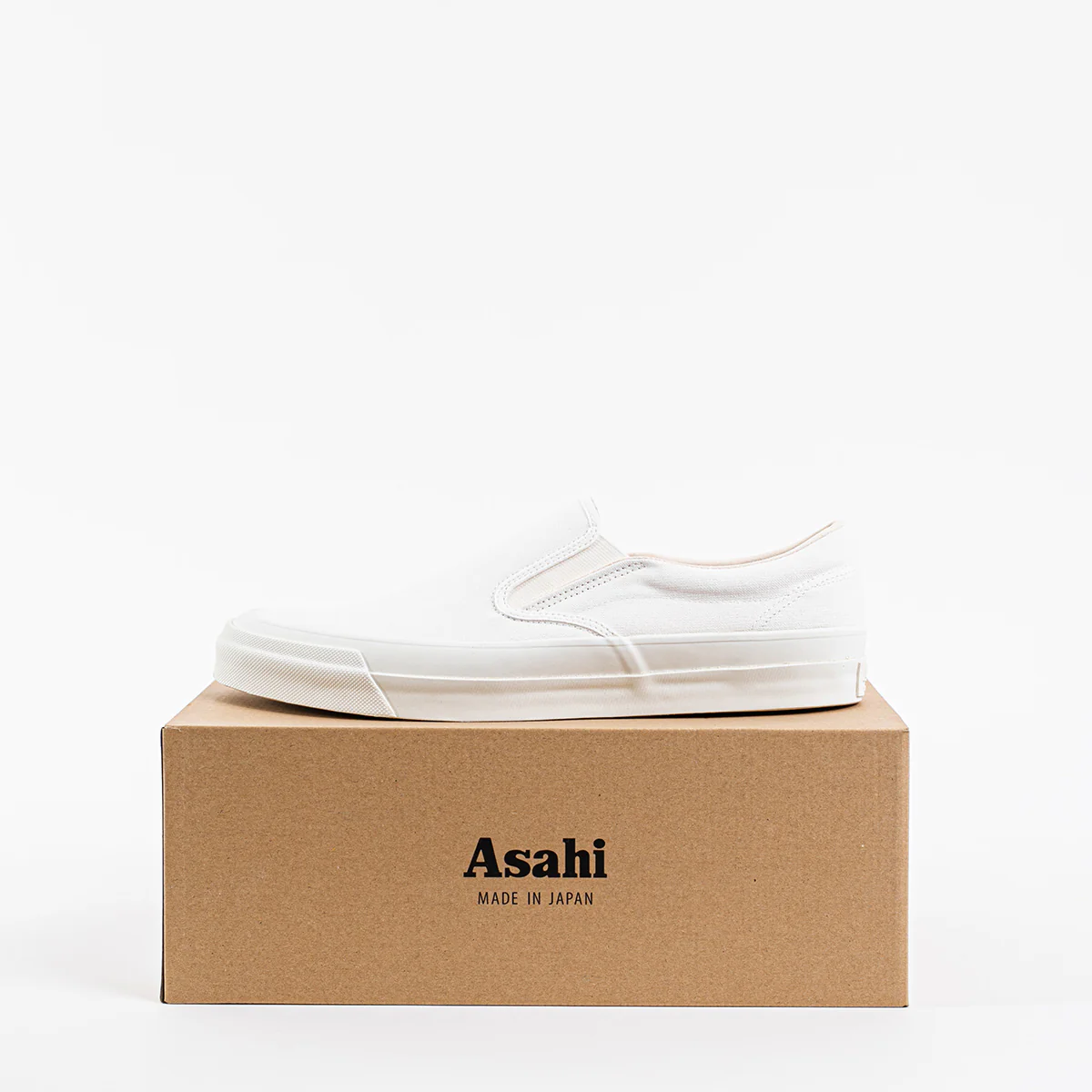 AS-040-WHT - ASAHI COTTON SLIP ON SHOES - White/ White - Image 5