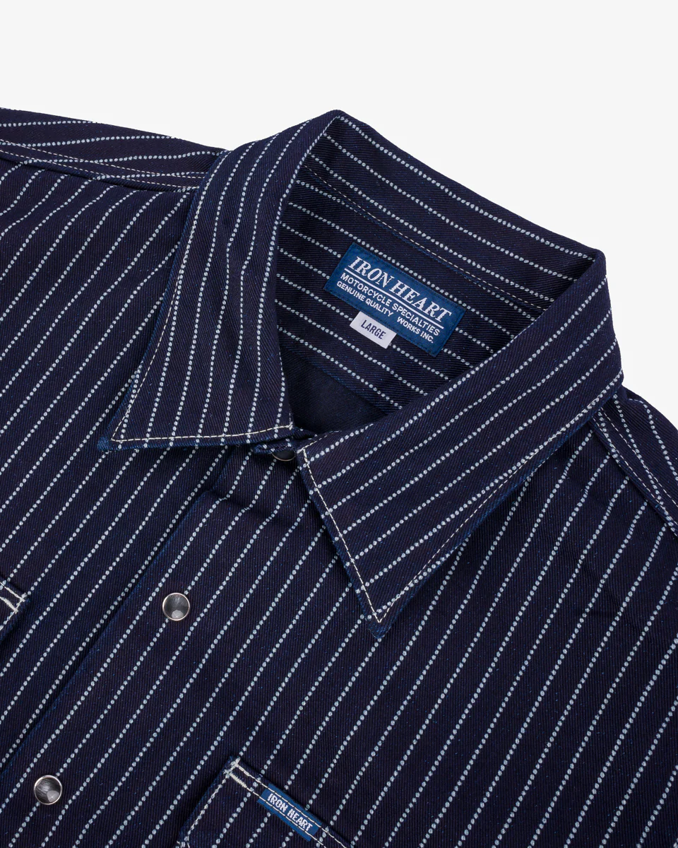 IHSH-416-IND - 10oz Wabash Short Sleeved Mechanic Shirt - Indigo - Image 5