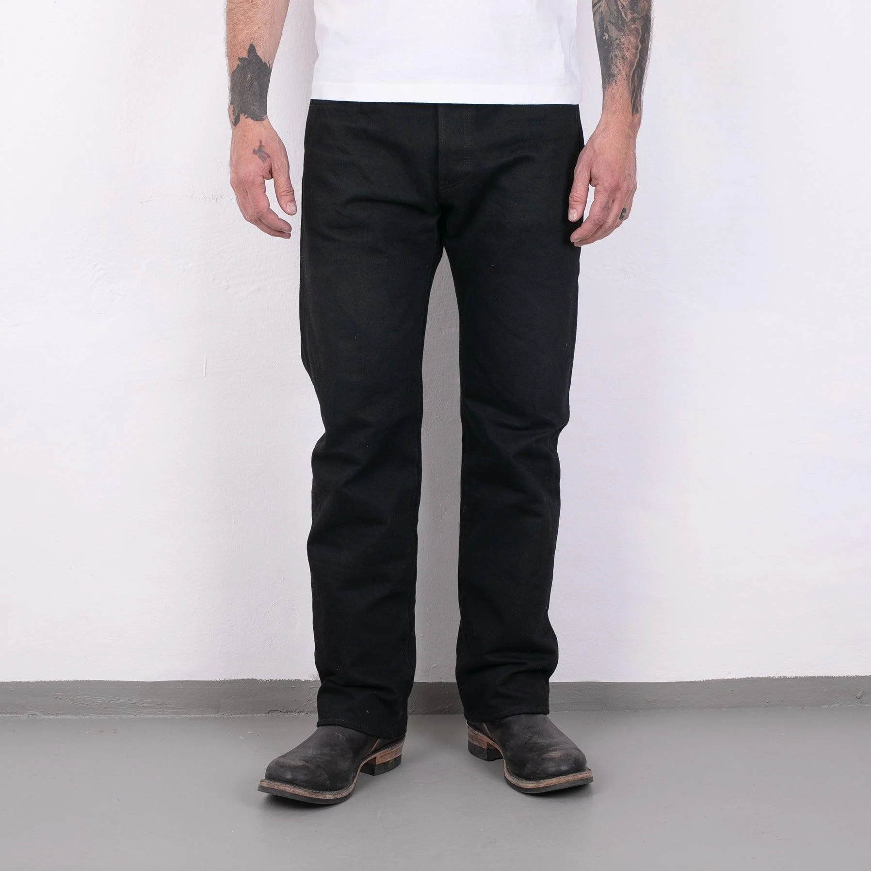 IH-634S-142BB - 14oz Selvedge Denim Straight Cut Jeans - Black/Black - Image 3