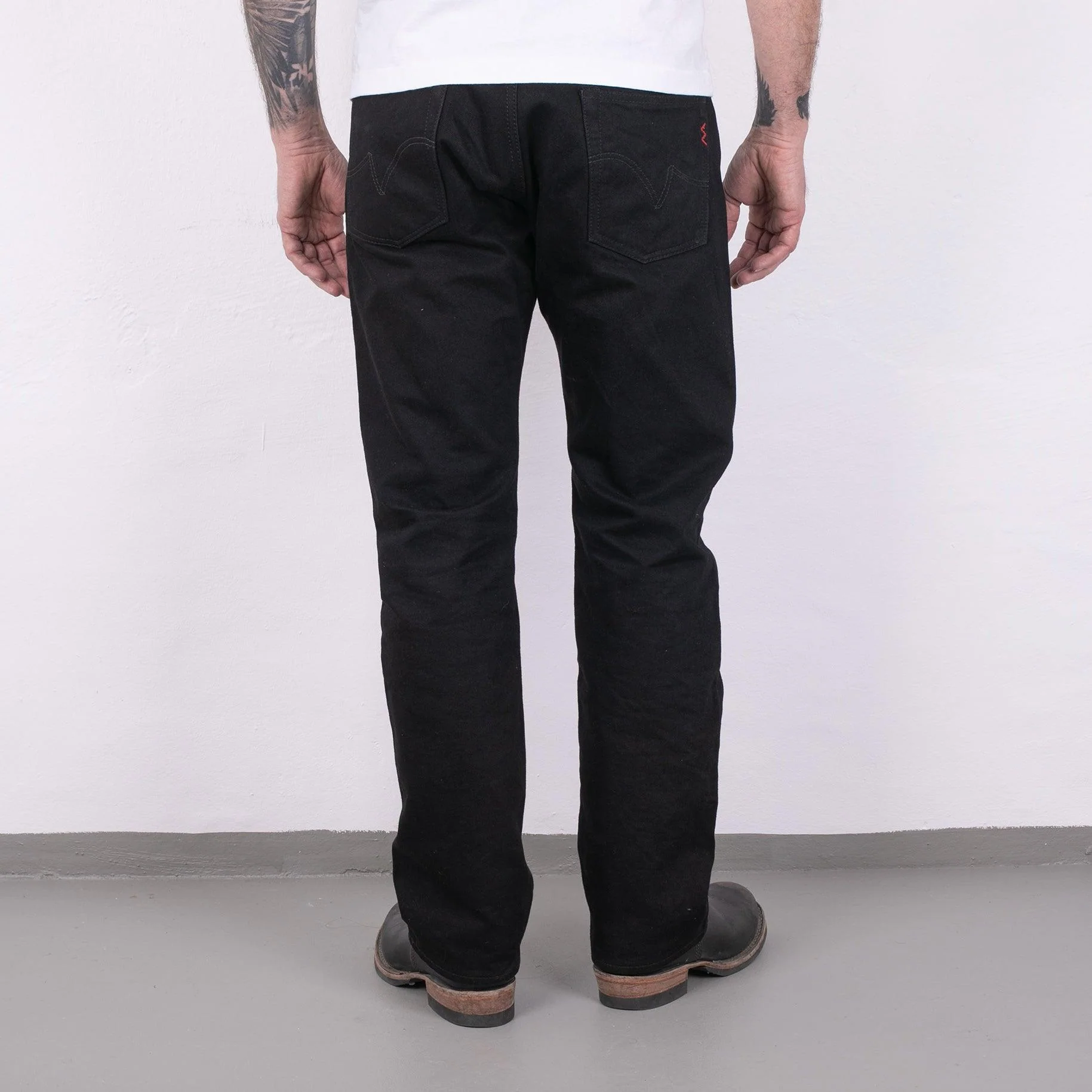 IH-634S-142BB - 14oz Selvedge Denim Straight Cut Jeans - Black/Black - Image 5
