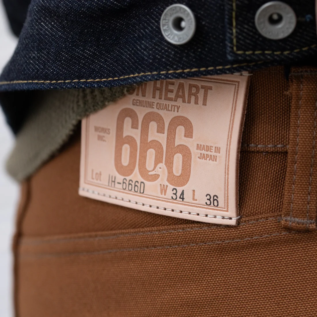 IH-666D - 17oz Duck Slim Straight Jeans - Brown - Image 3