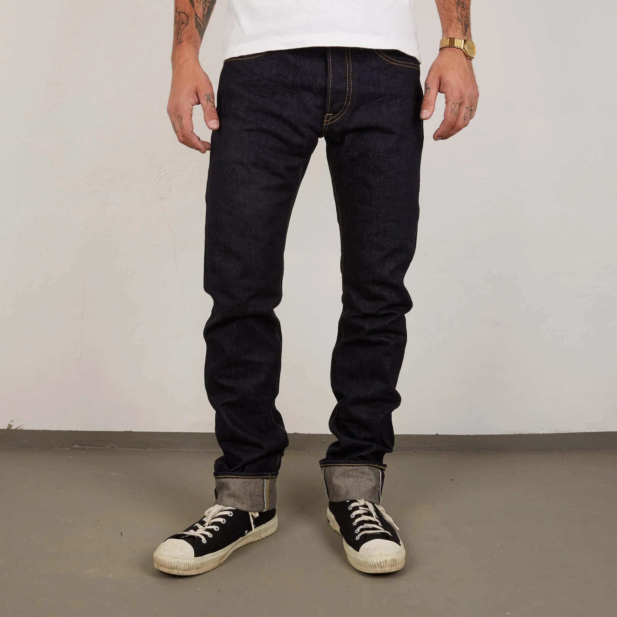 IH-777S-142 - 14oz Selvedge Denim Slim Tapered Jeans - Indigo - Image 3