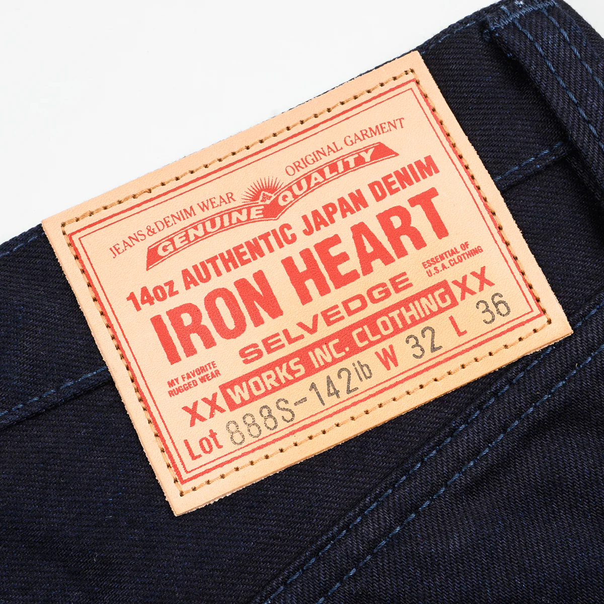 IH-888S-142IB - 14oz Selvedge Denim Medium/High Rise Tapered Jeans - Indigo/Black - Image 6