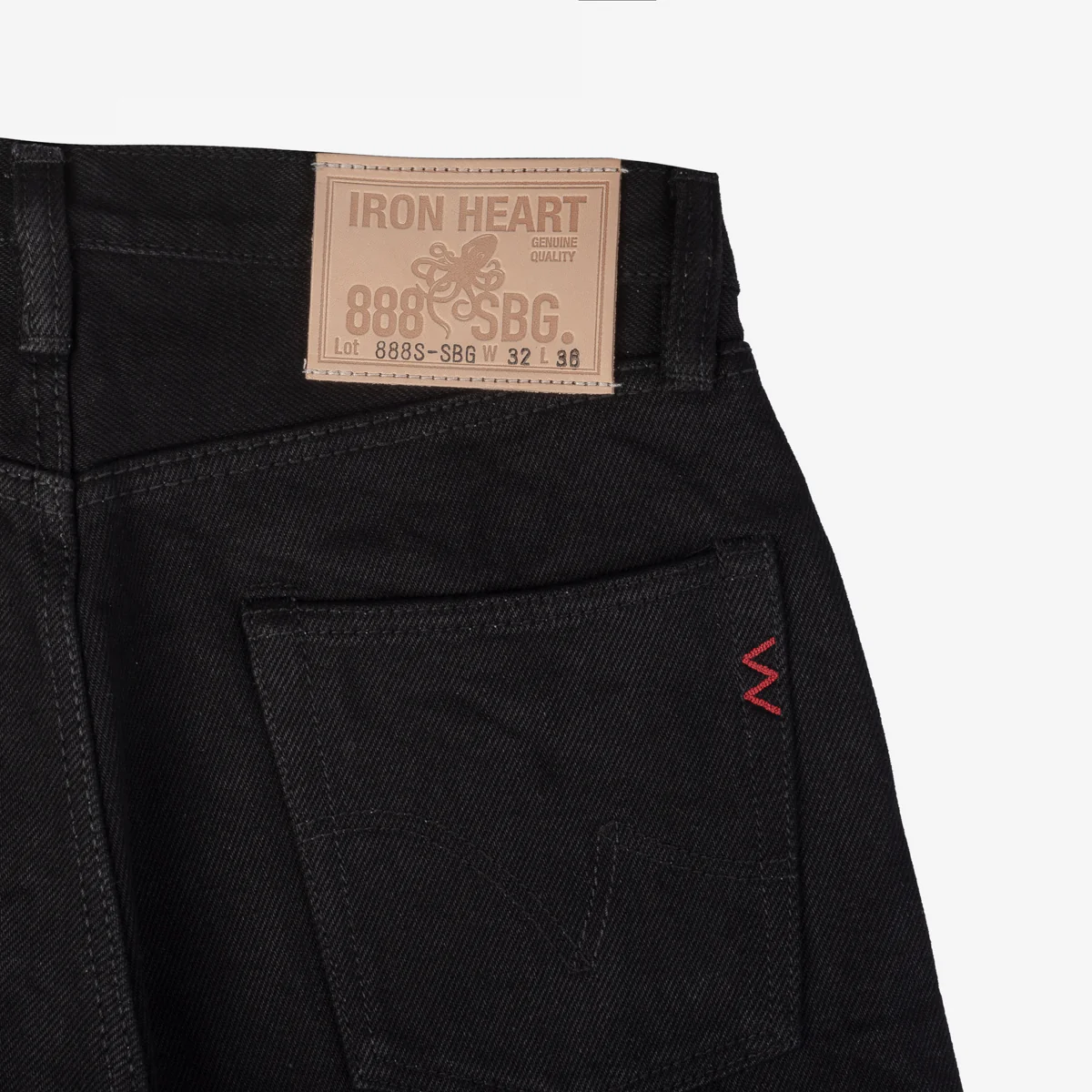 IH-888S-SBG - 21oz Selvedge Denim Medium/High Rise Tapered Jeans - Superblack (Fades To Grey) - Image 4