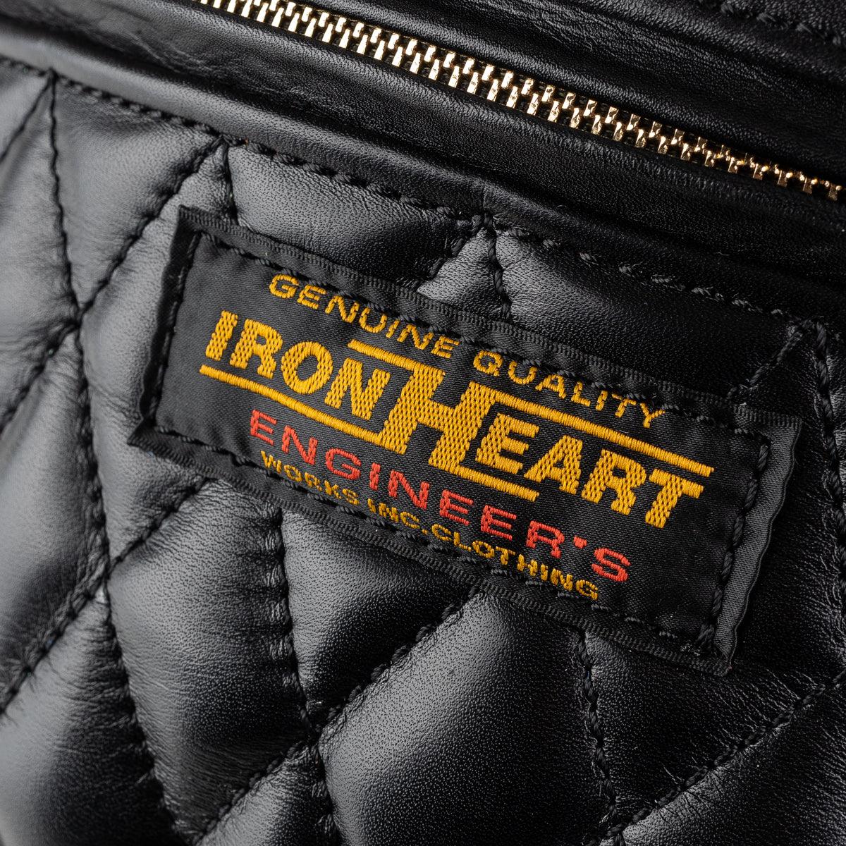 IHE-45-BLK - Diamond Stitched Leather Waist Bag - Black - Image 6