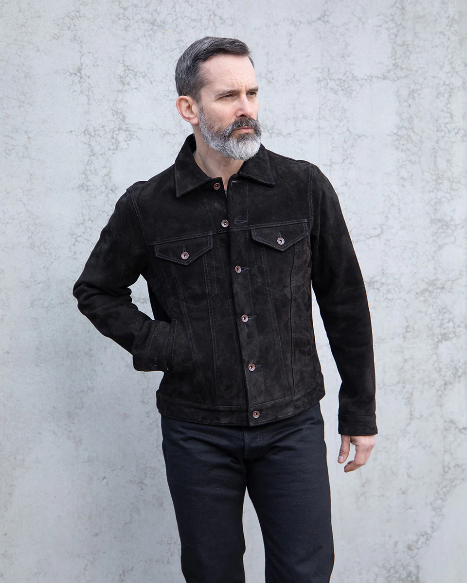 IHJ-155-BLK - FW25 - Horsehide Suede Modified Type III Jacket - Black - Image 2