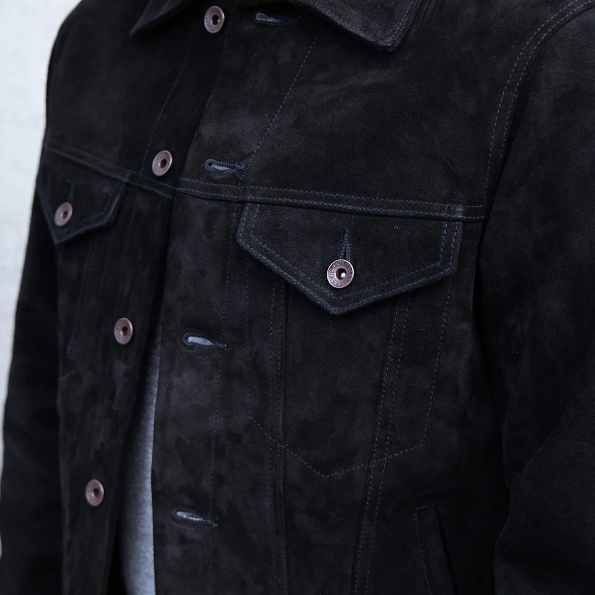 IHJ-155-BLK - FW25 - Horsehide Suede Modified Type III Jacket - Black - Image 4