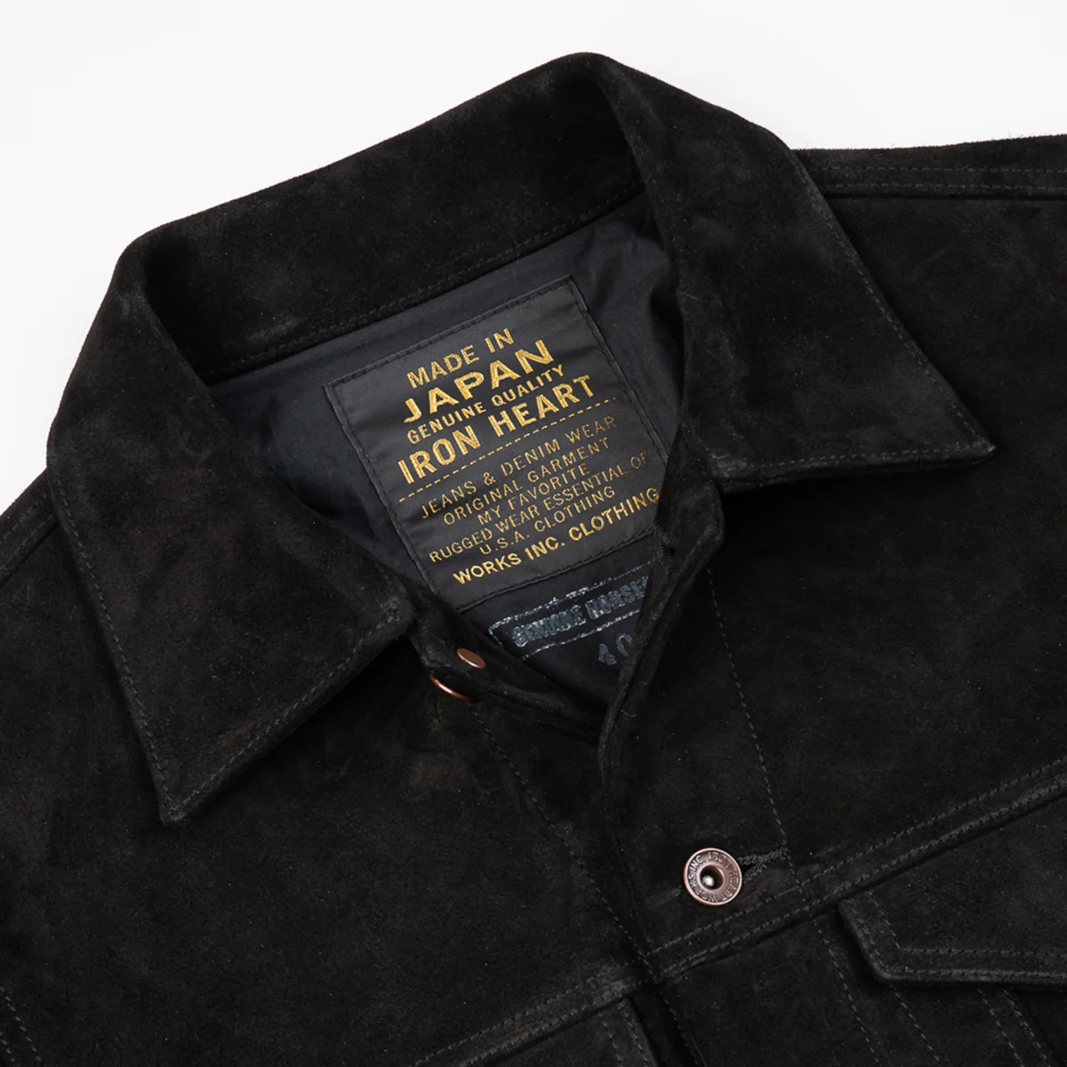 IHJ-155-BLK - FW25 - Horsehide Suede Modified Type III Jacket - Black - Image 6
