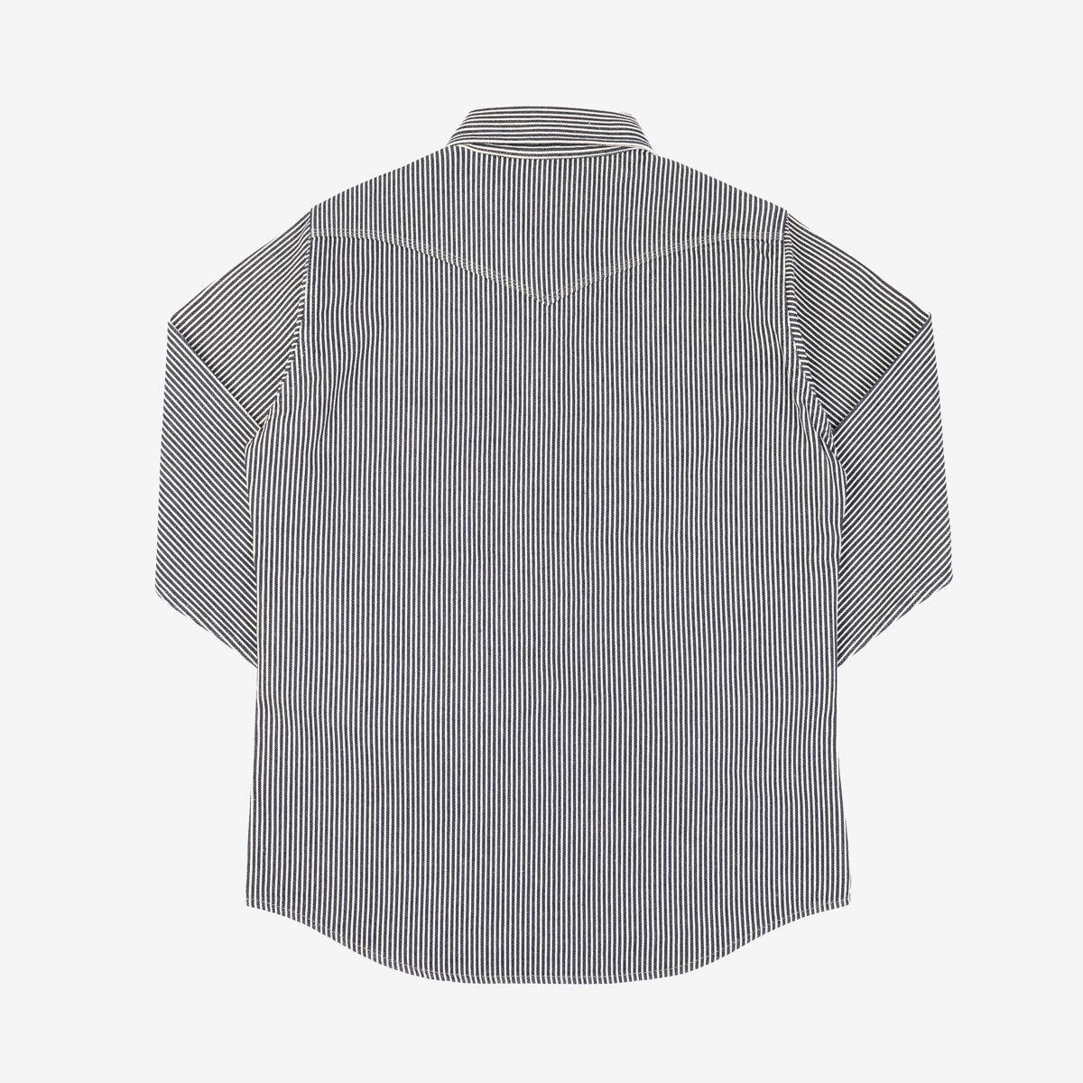 IHSH-07-IND - 12oz Hickory Stripe Western Shirt - Indigo - Image 4