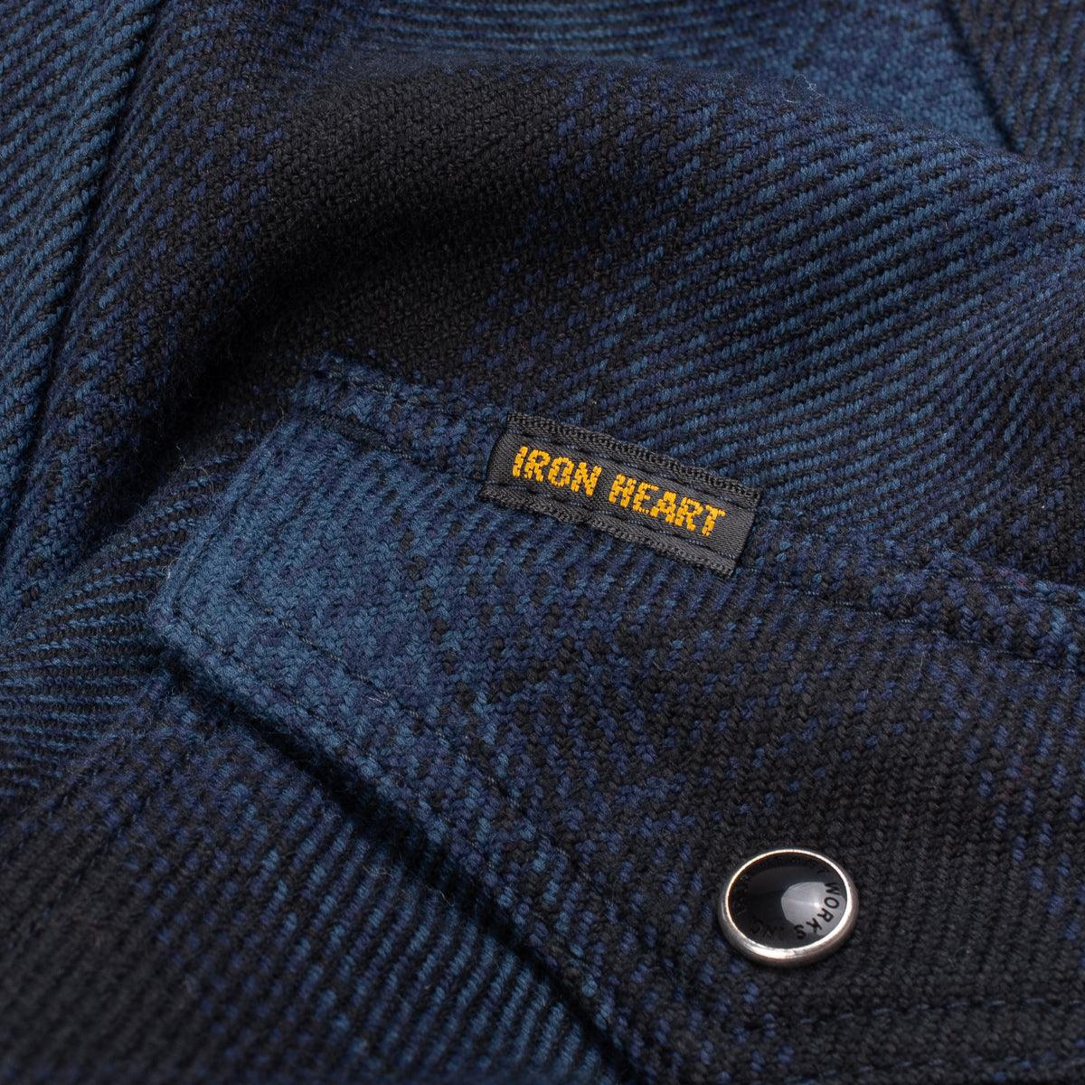 IHSH-264-NAV - Flannel Ombré Check Western Shirt - Navy/Black - Image 6