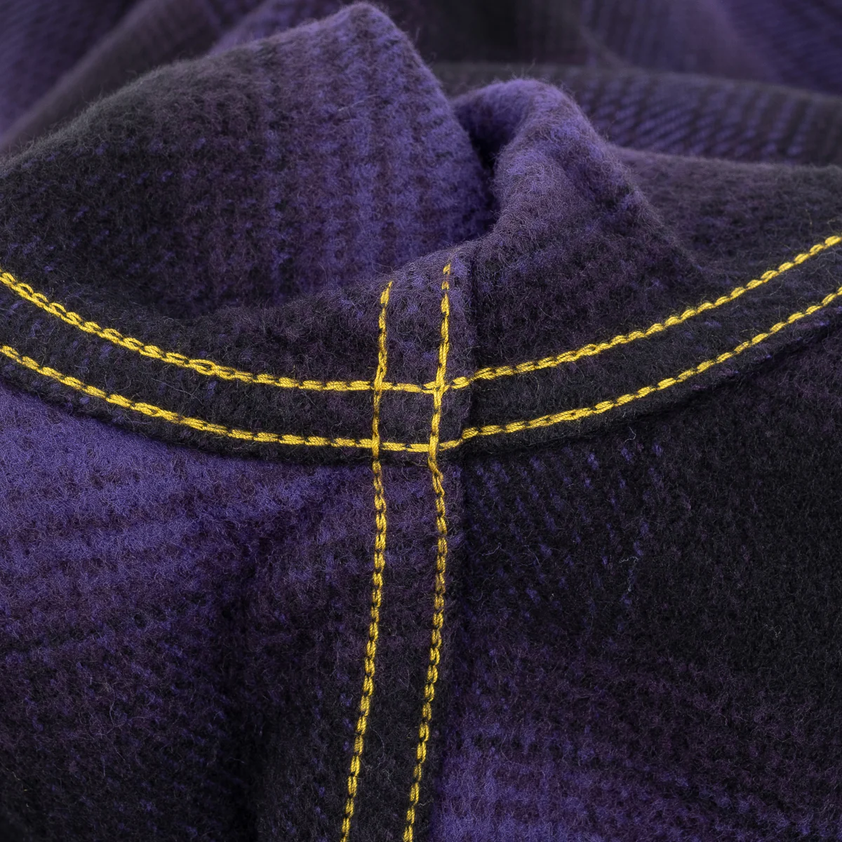 IHSH-264-PUR - Ultra Heavy Flannel Ombré Check Western Shirt - Purple/Black - Image 11