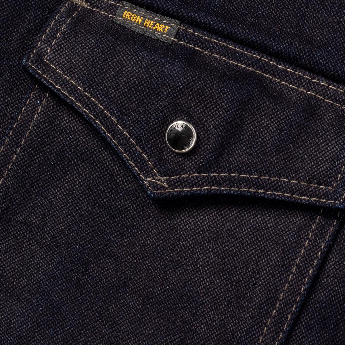 IHSH-295-IB - 14oz Selvedge Denim Western Shirt - Indigo/Black - Image 6