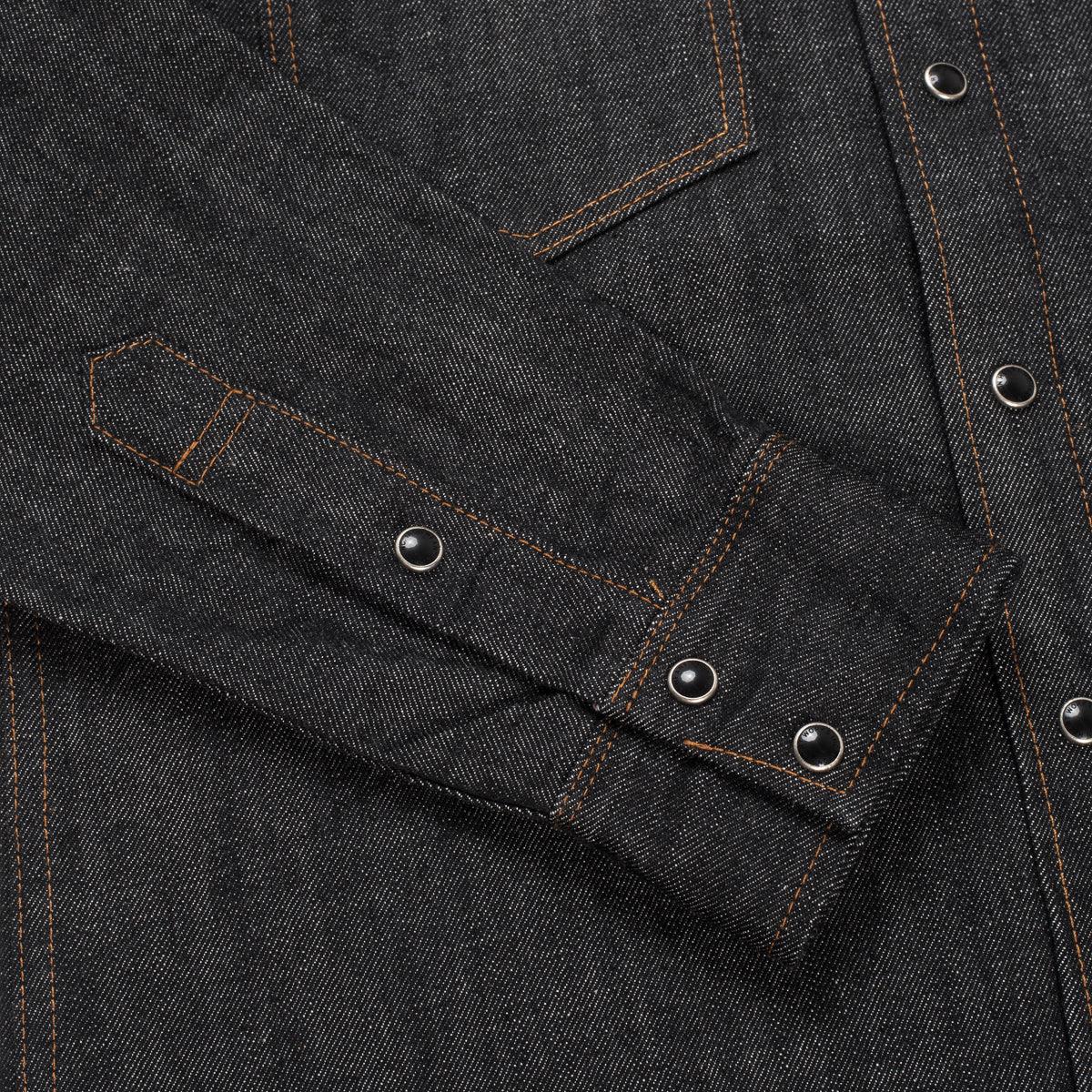 IHSH-33-BLK - 12oz Selvedge Denim Western Shirt - Black - Image 8