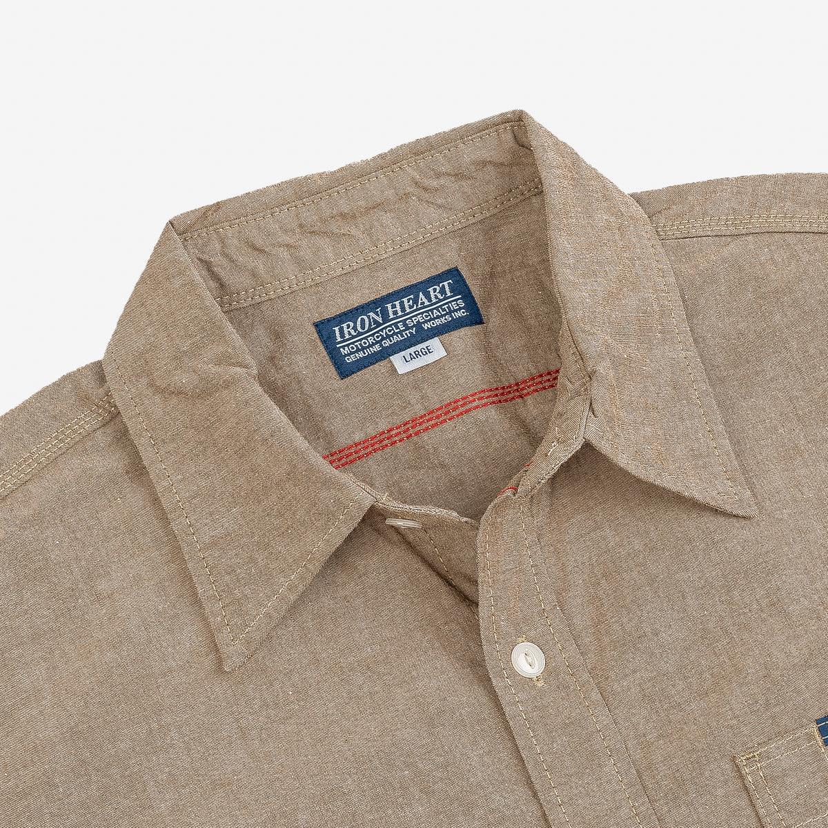 IHSH-344-KHA - 10oz Selvedge Chambray Work Shirt - Khaki - Image 4