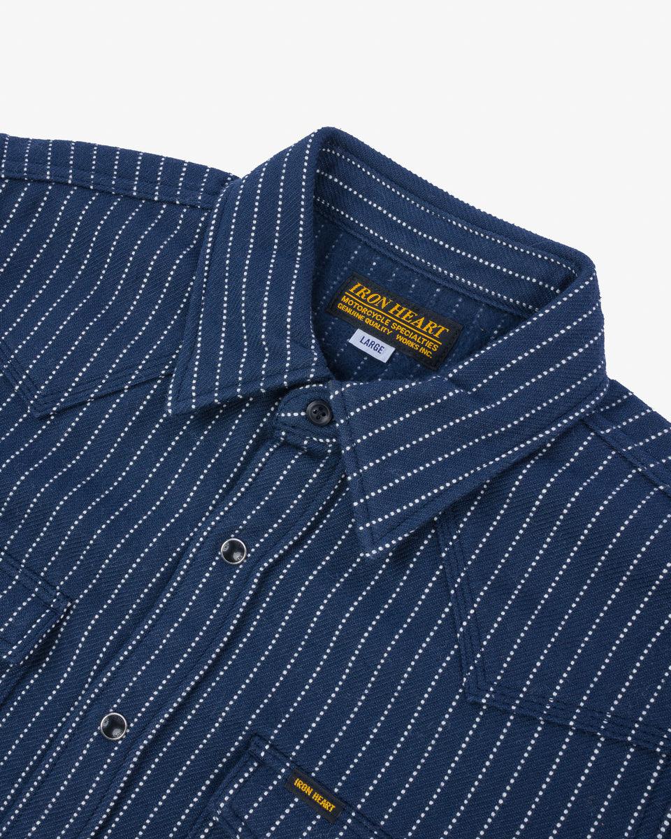 IHSH-401-NAV - Ultra Heavy Flannel Chalk Stripe Western Shirt - Navy - Image 6