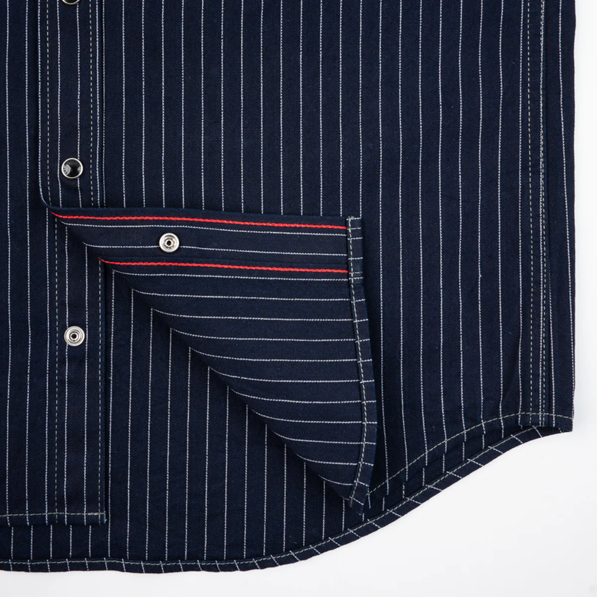 IHSH-424-IND - 8.5oz Herringbone Stripe Western Shirt - Indigo - Image 6