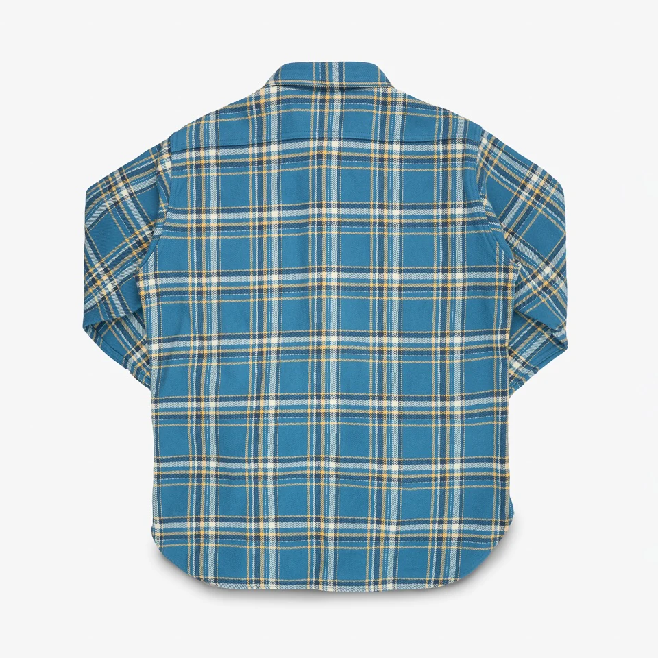 IHSH-435-BLU - Ultra Heavy Flannel American Check Work Shirt - Blue - Image 4