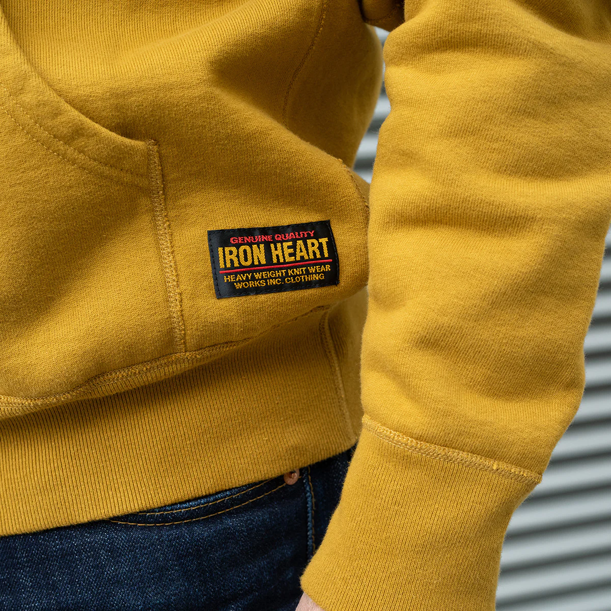 IHSW-81L-MUS-NP - 14oz Ultra Heavyweight Loopwheel Cotton Zippered Hoodie - Mustard - Image 3