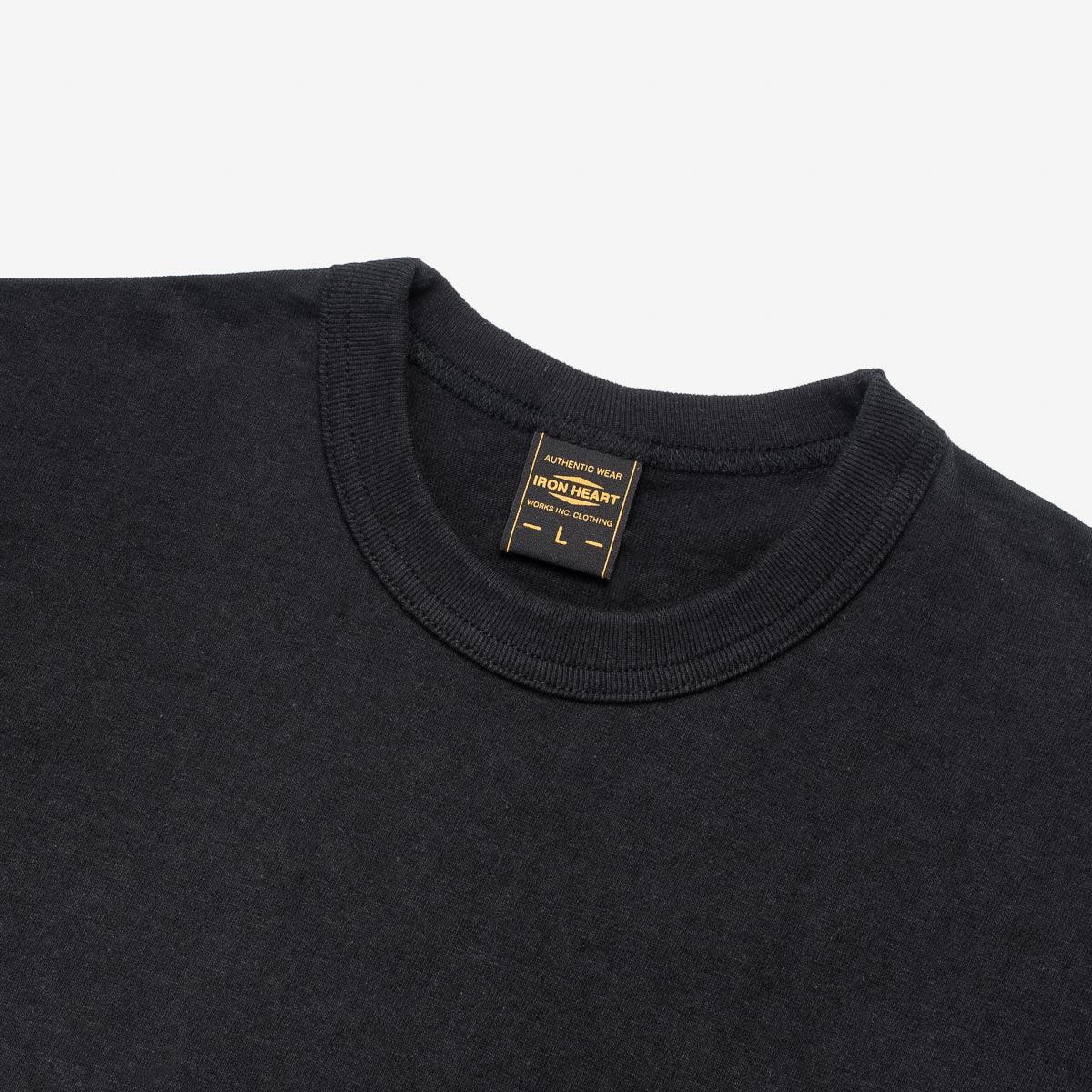 IHT-1610L-BLK - 6.5oz Loopwheel Crew Neck T-Shirt (Long) - Black - Image 3