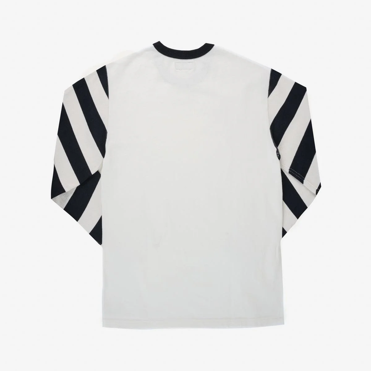 IHTB-12-WHT - 11oz Cotton Knit Long-Sleeved Sweater - White Body with Stripes - Image 4