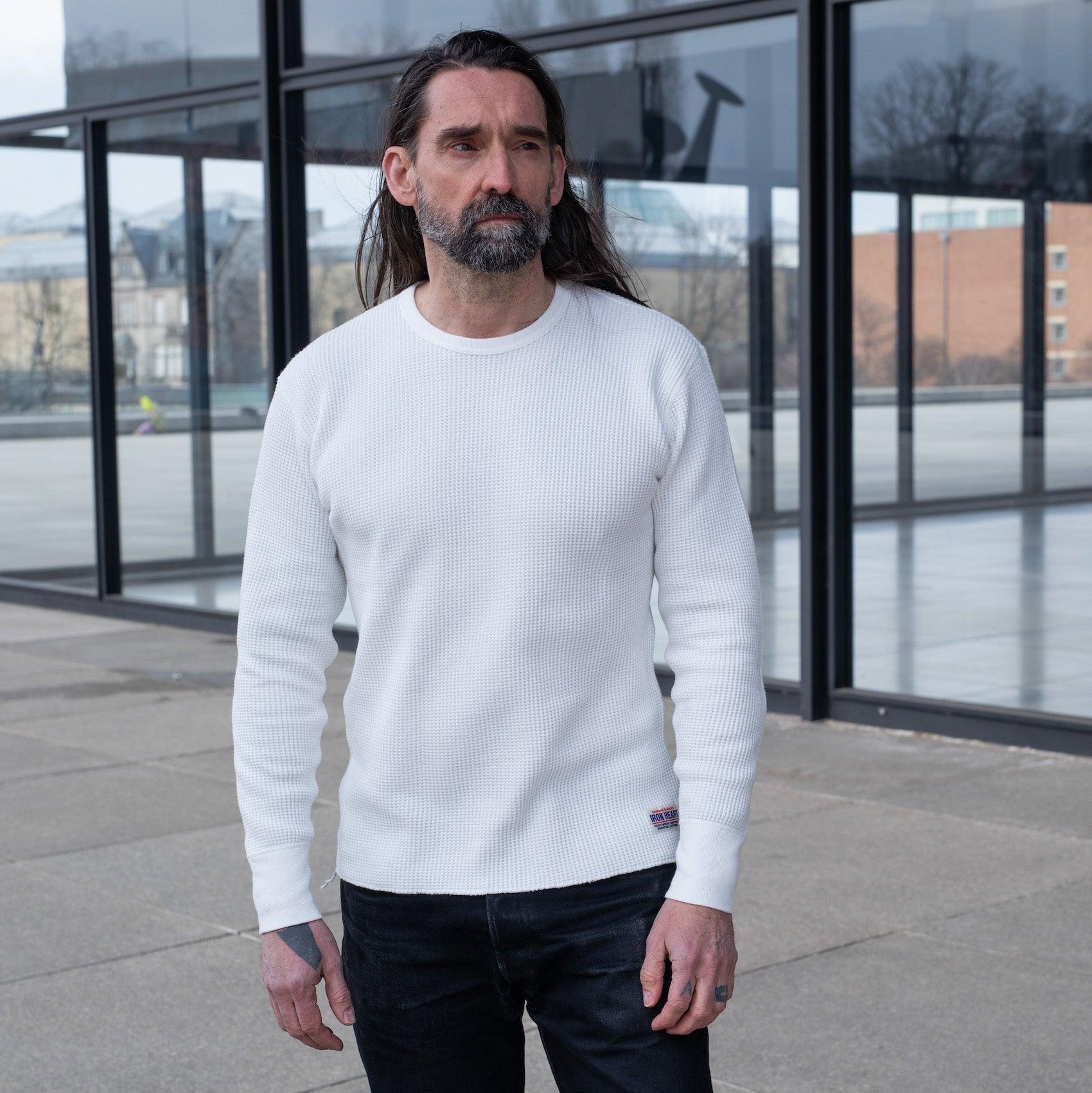 IHTL-1301-WHT - Waffle Knit Thermal Longsleeve - White - Image 2